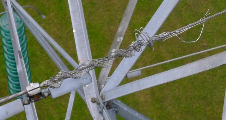 Powerline inspection Damaged Earthwire jpg